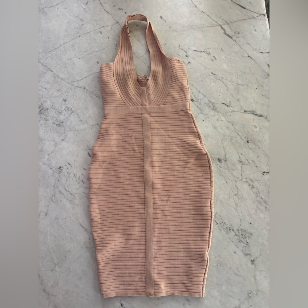 Elegant Tan Midi Dress